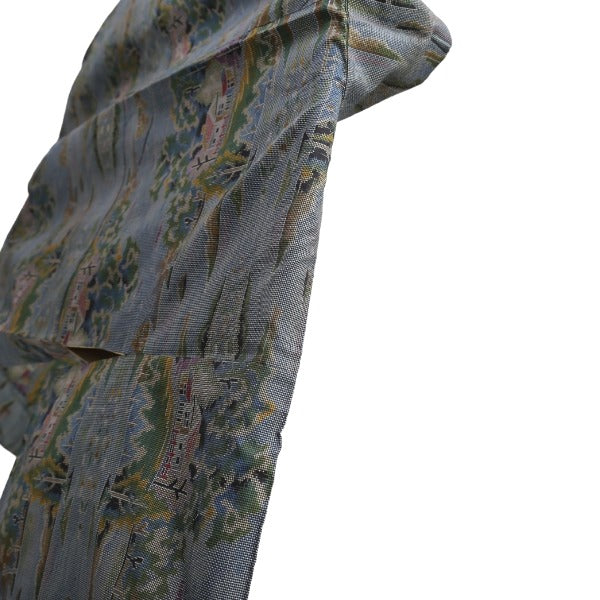 Homongi and Tsukesage
 Kimono, Japanese clothing, pure silk, long kimono, Oshima, fabric, green, [H]
 【second hand】 