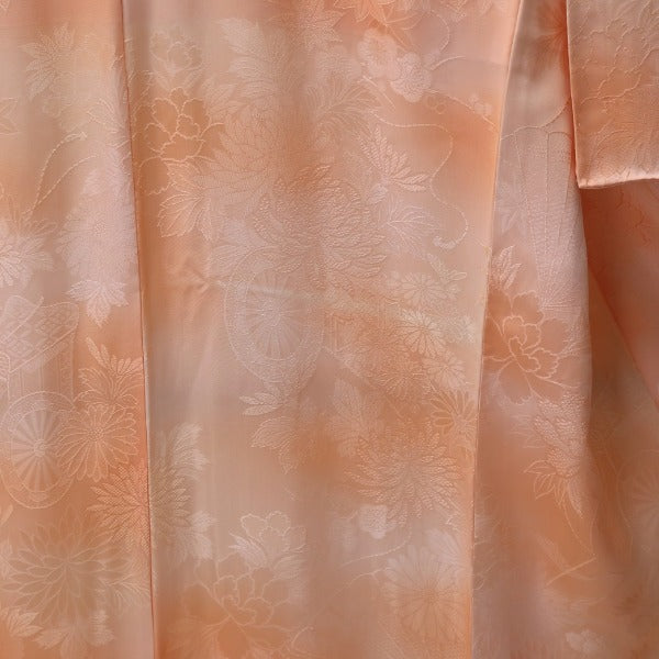 Homongi and Tsukesage
 Kimono, Japanese clothing, Goshogurumaori, lined long kimono, pure silk, persimmon color [SS]
 【second hand】 