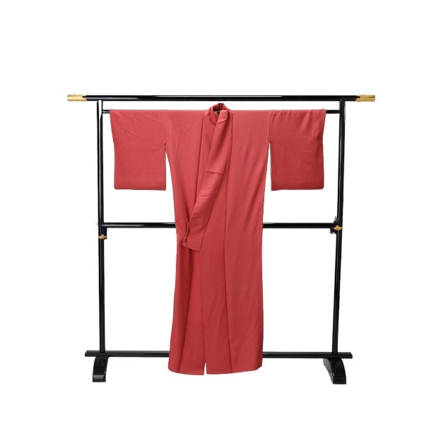 Tomesode
 Kimono, Japanese clothing, brick color, lined long kimono, polyester, red [SS]
 【second hand】 