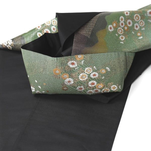 Obi
 Silk Fukuro Obi with Cherry Blossom Pattern, Green [SS]
 【second hand】 