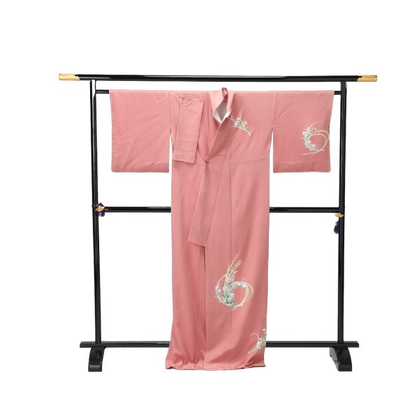 Homongi and Tsukesage
 Kimono, Japanese clothing, flower, visiting kimono, Ichigoshi, pure silk, rose pink [H]
 【second hand】 