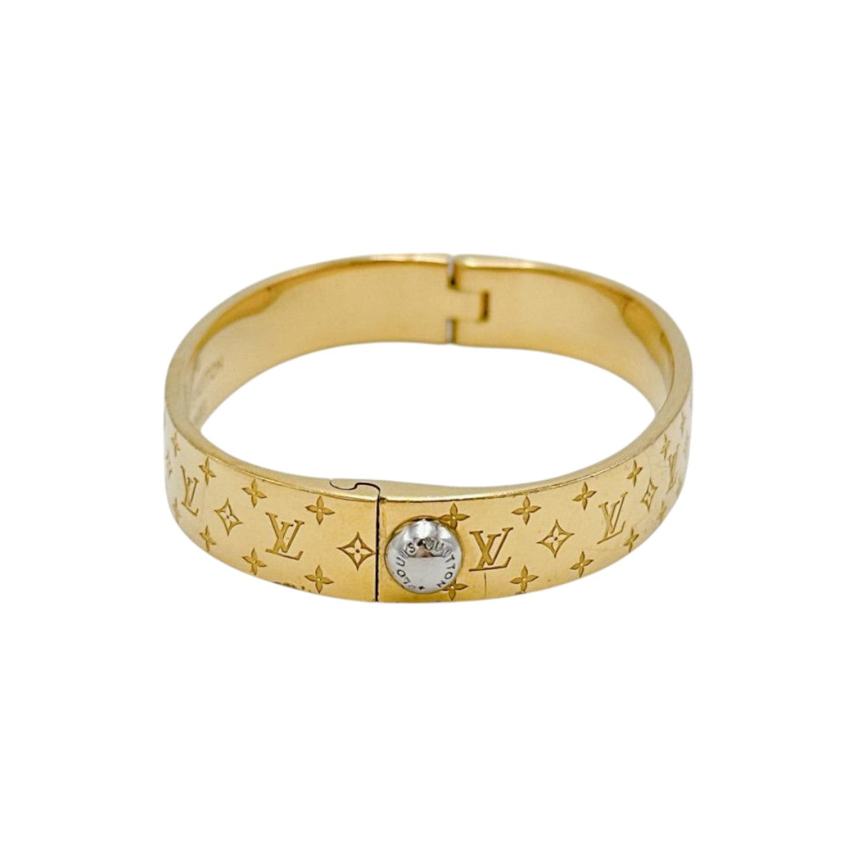 ルイヴィトン LOUIS VUITTON ブレスレット
 カフ ナノグラム モノグラム Sサイズ M00251 ゴールド LV
 【SS】
 【中古】