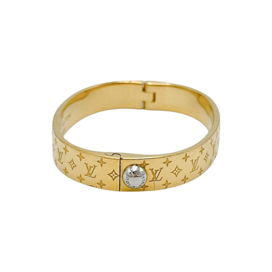 ルイヴィトン LOUIS VUITTON ブレスレット
 カフ ナノグラム モノグラム Sサイズ M00251 ゴールド LV
 【SS】
 【中古】
