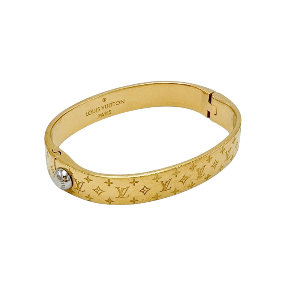 ルイヴィトン LOUIS VUITTON ブレスレット
 カフ ナノグラム モノグラム Sサイズ M00251 ゴールド LV
 【SS】
 【中古】