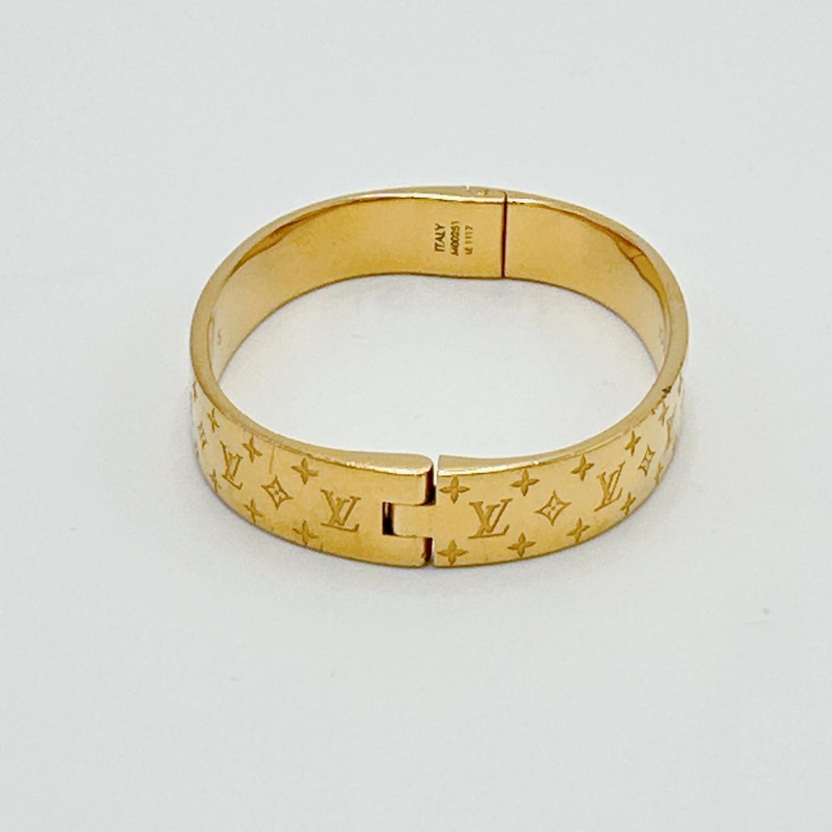 ルイヴィトン LOUIS VUITTON ブレスレット
 カフ ナノグラム モノグラム Sサイズ M00251 ゴールド LV
 【SS】
 【中古】