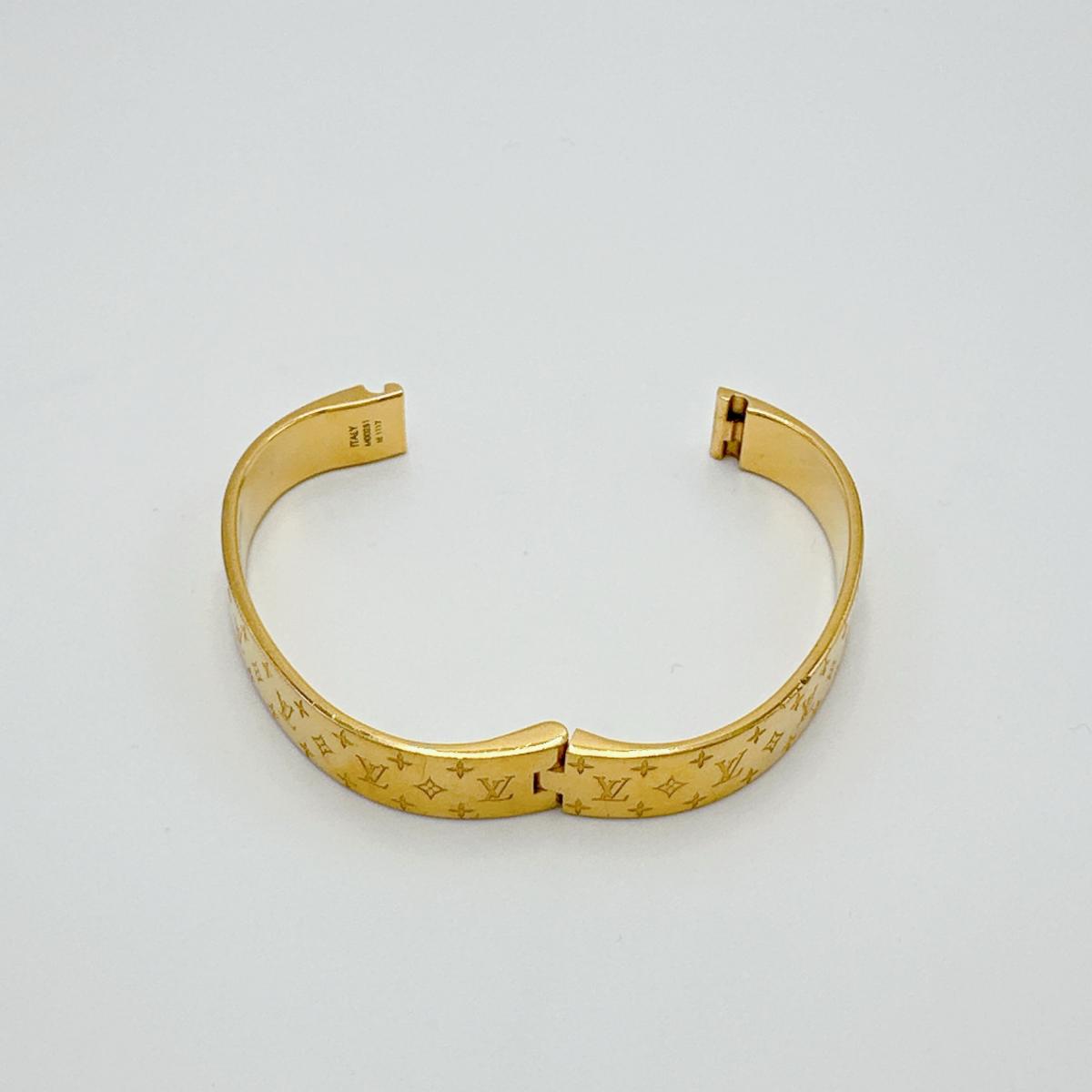 ルイヴィトン LOUIS VUITTON ブレスレット
 カフ ナノグラム モノグラム Sサイズ M00251 ゴールド LV
 【SS】
 【中古】