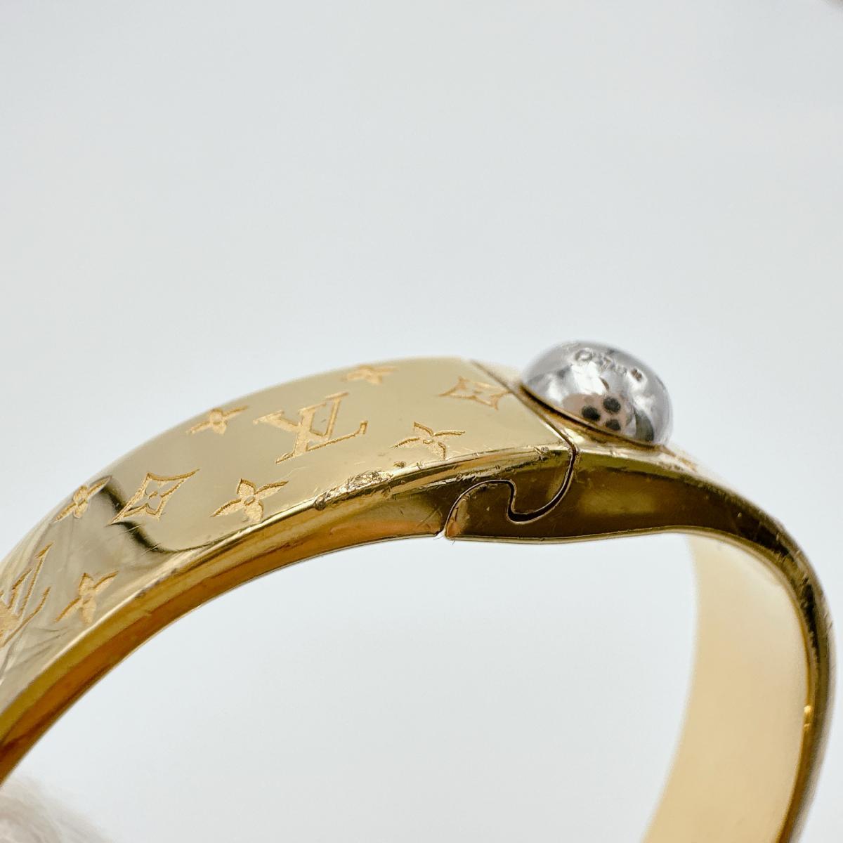 ルイヴィトン LOUIS VUITTON ブレスレット
 カフ ナノグラム モノグラム Sサイズ M00251 ゴールド LV
 【SS】
 【中古】