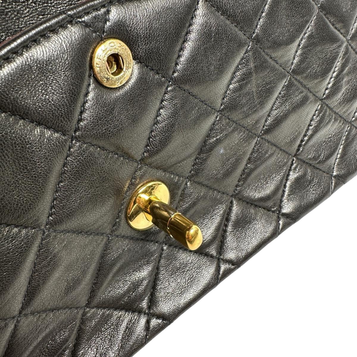 シャネル CHANEL ショルダーバッグ
 Wフラップ ラムスキン マトラッセ ラムスキン ブラック 【SS】
 【中古】