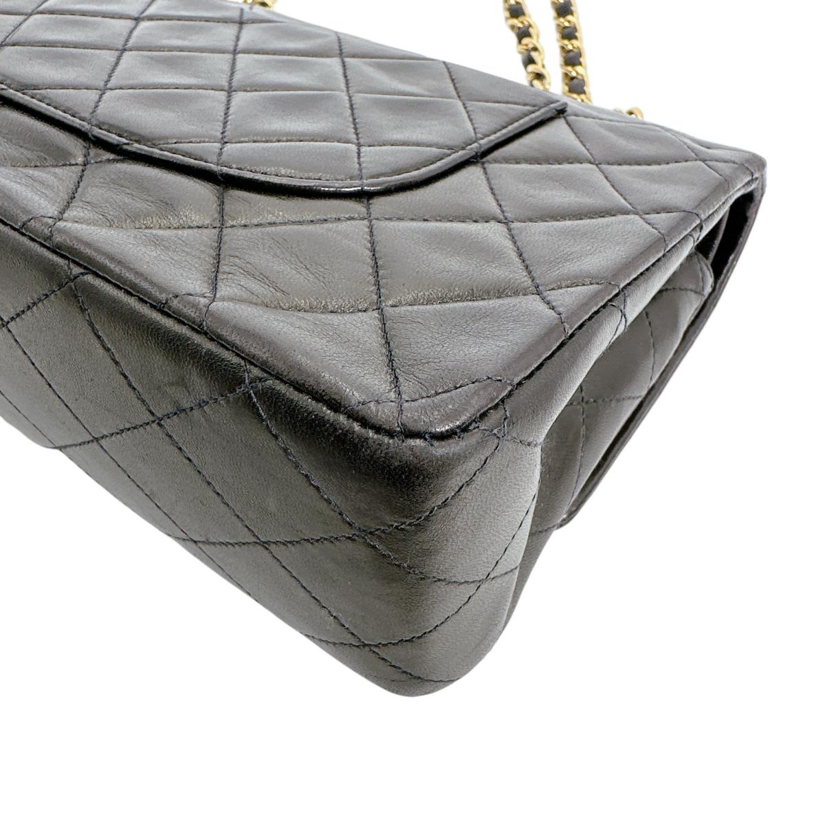 シャネル CHANEL ショルダーバッグ
 Wフラップ ラムスキン マトラッセ ラムスキン ブラック 【SS】
 【中古】