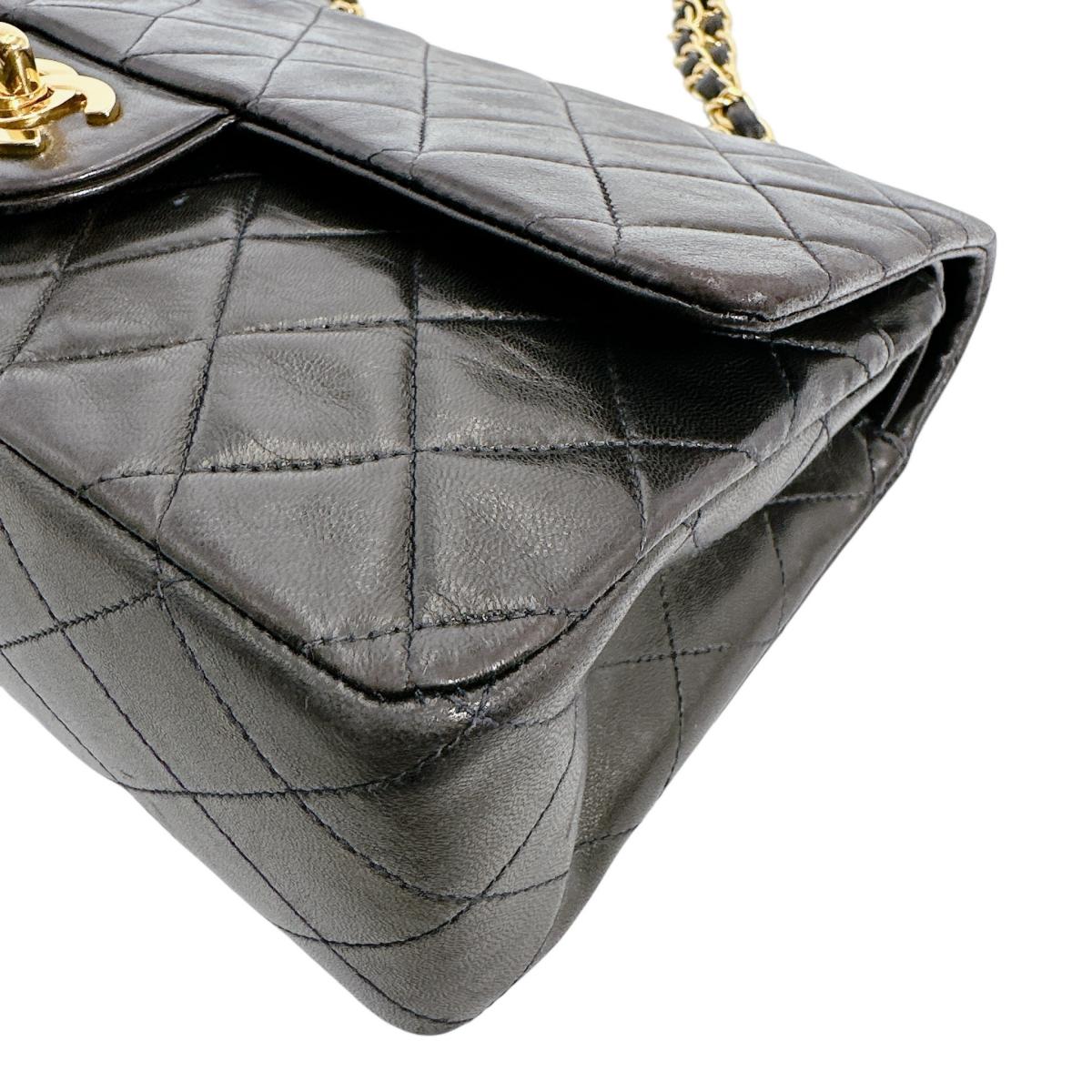 シャネル CHANEL ショルダーバッグ
 Wフラップ ラムスキン マトラッセ ラムスキン ブラック 【SS】
 【中古】