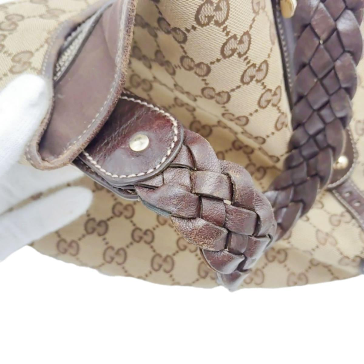 グッチ GUCCI ハンドバッグ
 トートバッグ GGキャンバス 肩掛けバッグ GGキャンバス 162900 ベージュ×エボニー 【SS】
 【中古】