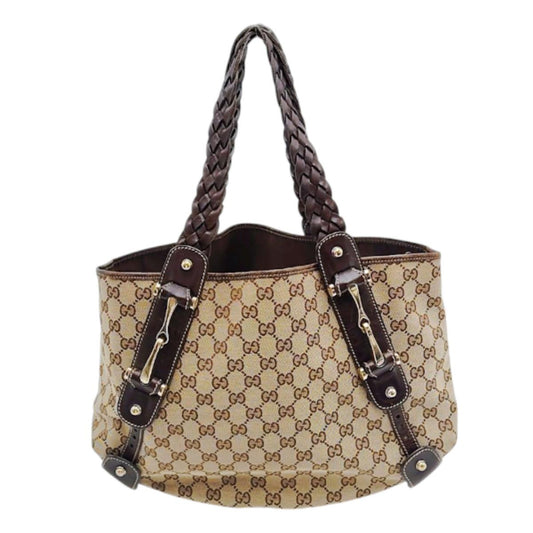 グッチ GUCCI ハンドバッグ
 トートバッグ GGキャンバス 肩掛けバッグ GGキャンバス 162900 ベージュ×エボニー 【SS】
 【中古】