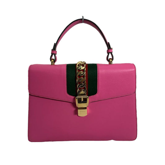 グッチ GUCCI ハンドバッグ
 ショルダーバッグ 2WAYバッグ シルヴィ レザー 431665 ピンク 【SS】
 【中古】