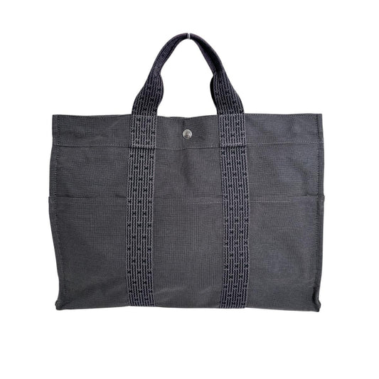 エルメス HERMES トートバッグ
 ハンドバッグ キャンバス エールラインMM コットン グレー 【SS】
 【中古】