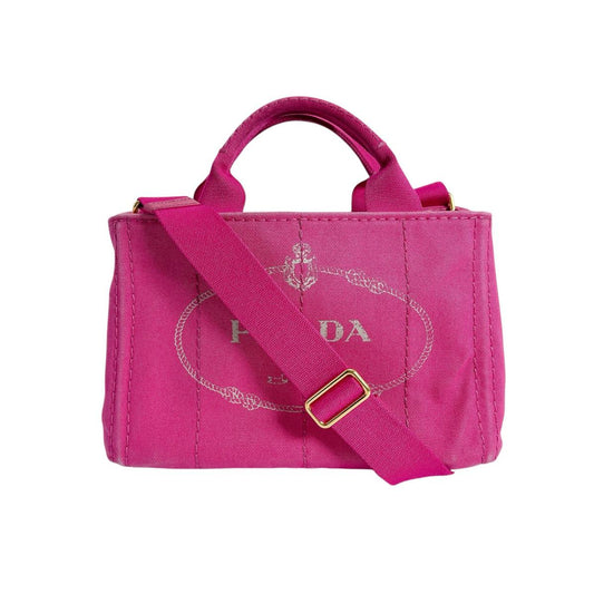 プラダ PRADA トートバッグ
 ハンドバック カナパ カナパミニトート キャンバス 1BG439 ピンク 【SS】
 【中古】