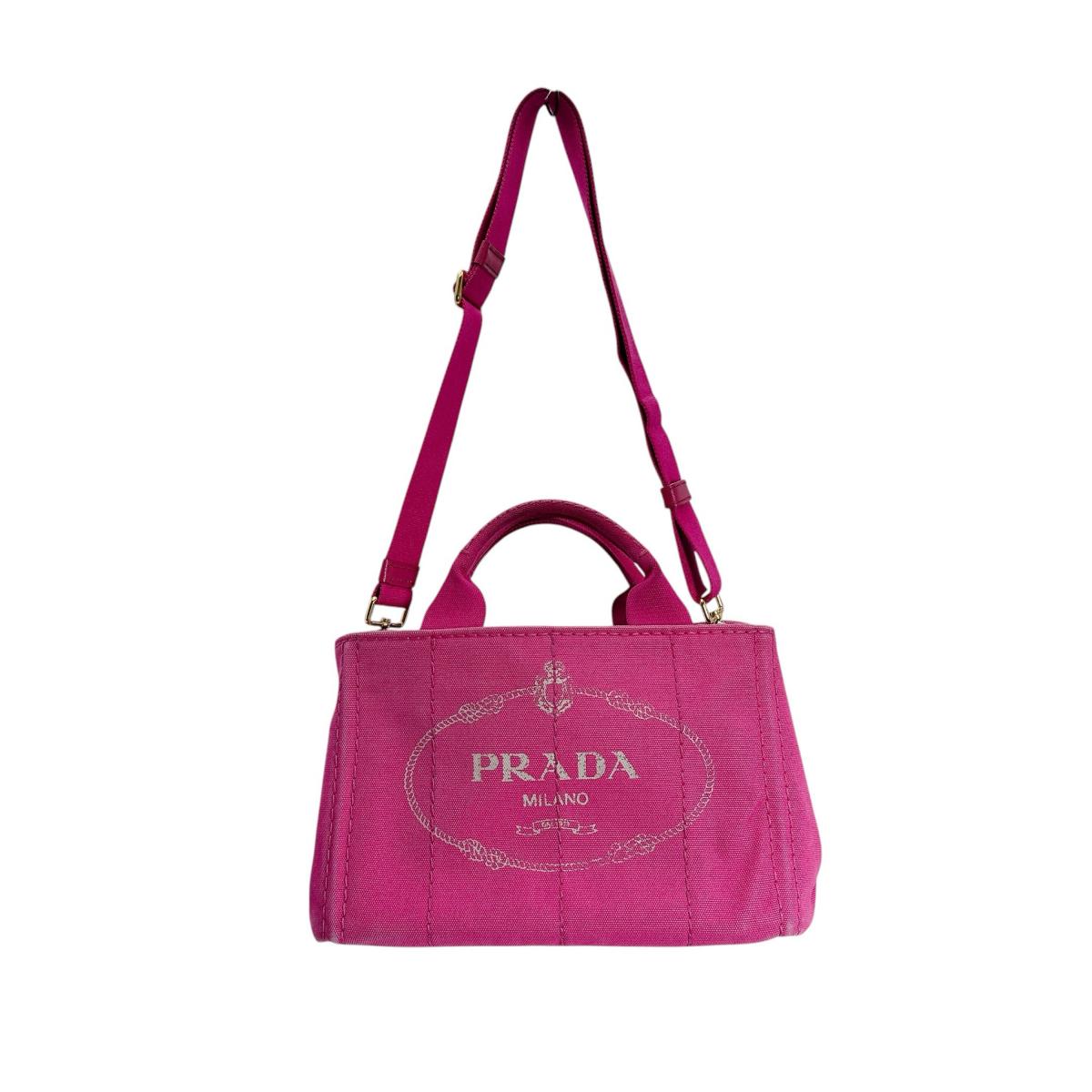 プラダ PRADA トートバッグ
 ハンドバック カナパ カナパミニトート キャンバス 1BG439 ピンク 【SS】
 【中古】