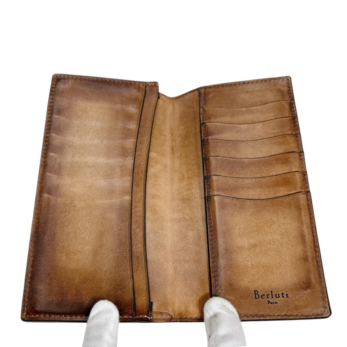 ベルルッティ Berluti 長財布
 2つ折り長札入れ カリグラフィ レザー ブラウン 【SS】
 【中古】