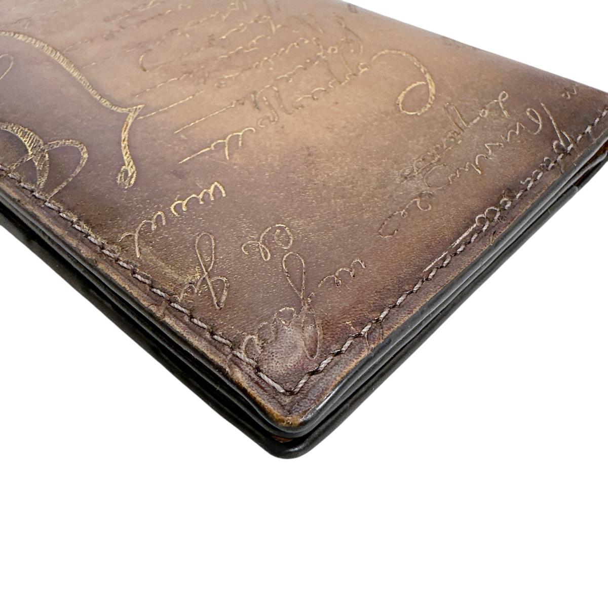 ベルルッティ Berluti 長財布
 2つ折り長札入れ カリグラフィ レザー ブラウン 【SS】
 【中古】