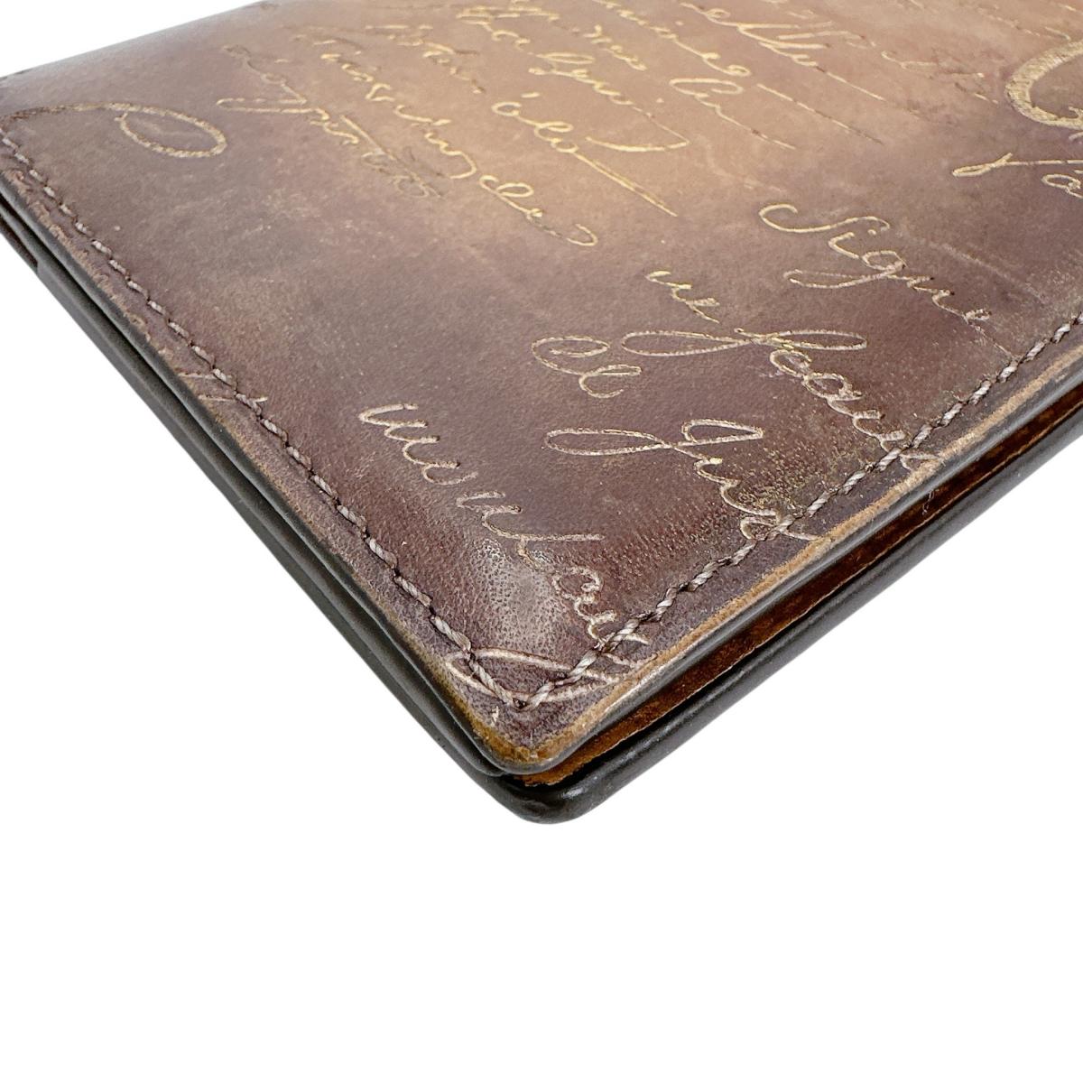 ベルルッティ Berluti 長財布
 2つ折り長札入れ カリグラフィ レザー ブラウン 【SS】
 【中古】