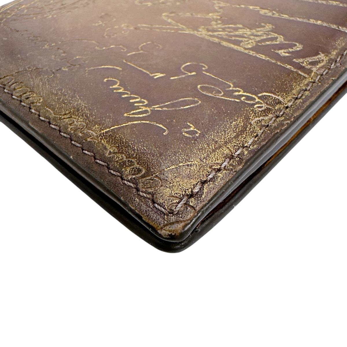 ベルルッティ Berluti 長財布
 2つ折り長札入れ カリグラフィ レザー ブラウン 【SS】
 【中古】