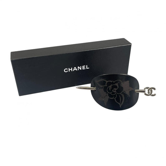 シャネル CHANEL 髪飾り・かんざし
 ヘアアクセサリー 98A マメ有 カメリア レザー ブラック 【SS】
 【中古】