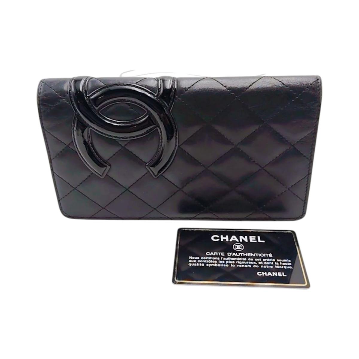 シャネル CHANEL 長財布
 二つ折り長財布 カンボン カーフ A26717 ブラック ×ピンク 【SS】
 【中古】