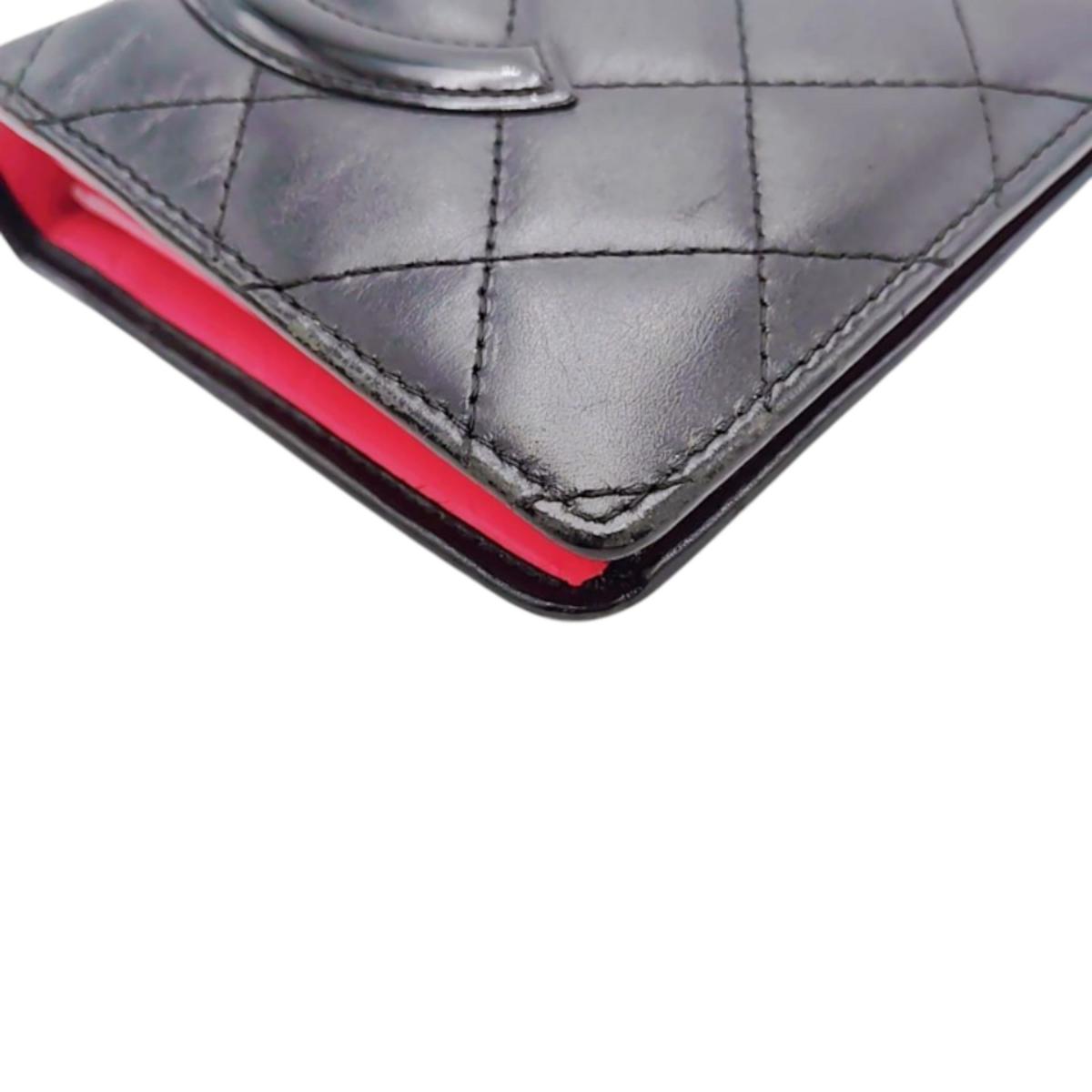 シャネル CHANEL 長財布
 二つ折り長財布 カンボン カーフ A26717 ブラック ×ピンク 【SS】
 【中古】