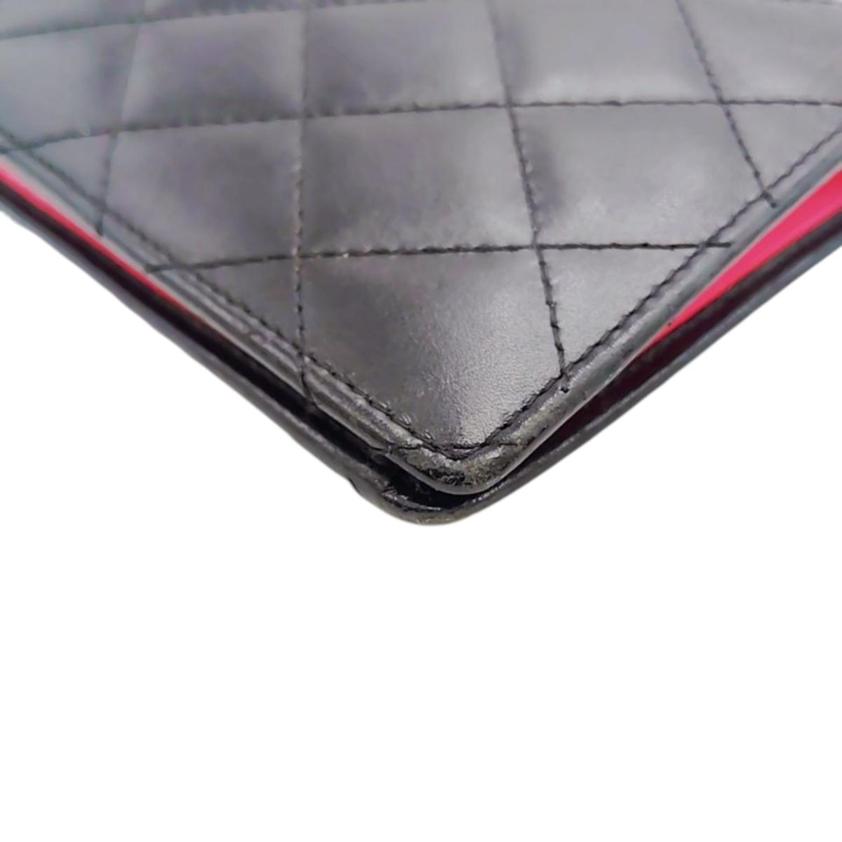 シャネル CHANEL 長財布
 二つ折り長財布 カンボン カーフ A26717 ブラック ×ピンク 【SS】
 【中古】