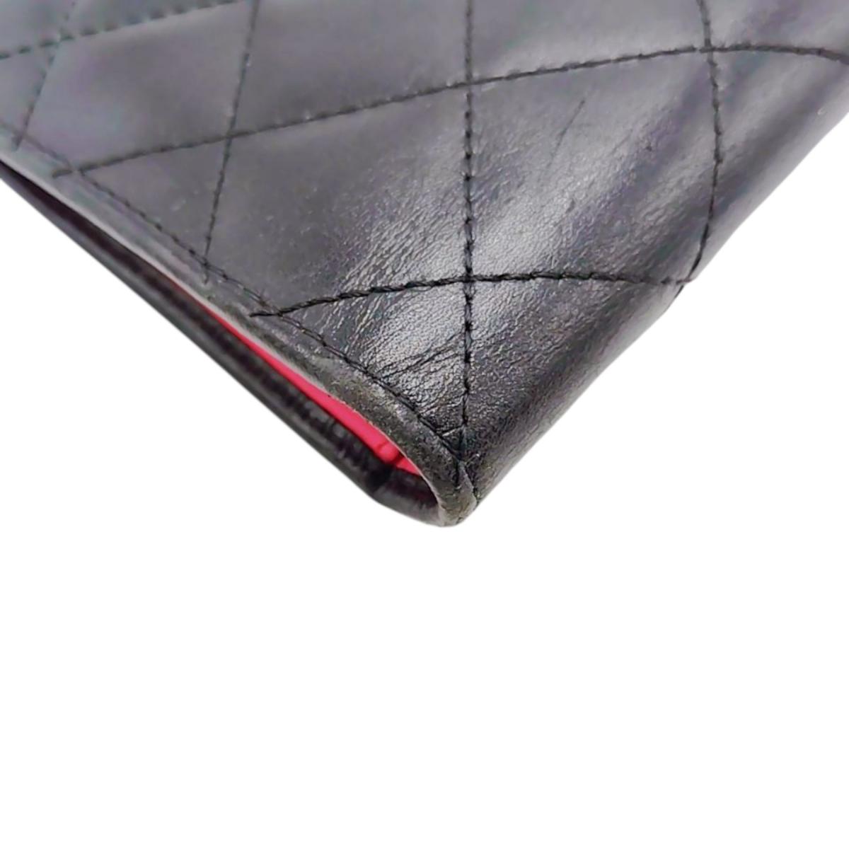 シャネル CHANEL 長財布
 二つ折り長財布 カンボン カーフ A26717 ブラック ×ピンク 【SS】
 【中古】