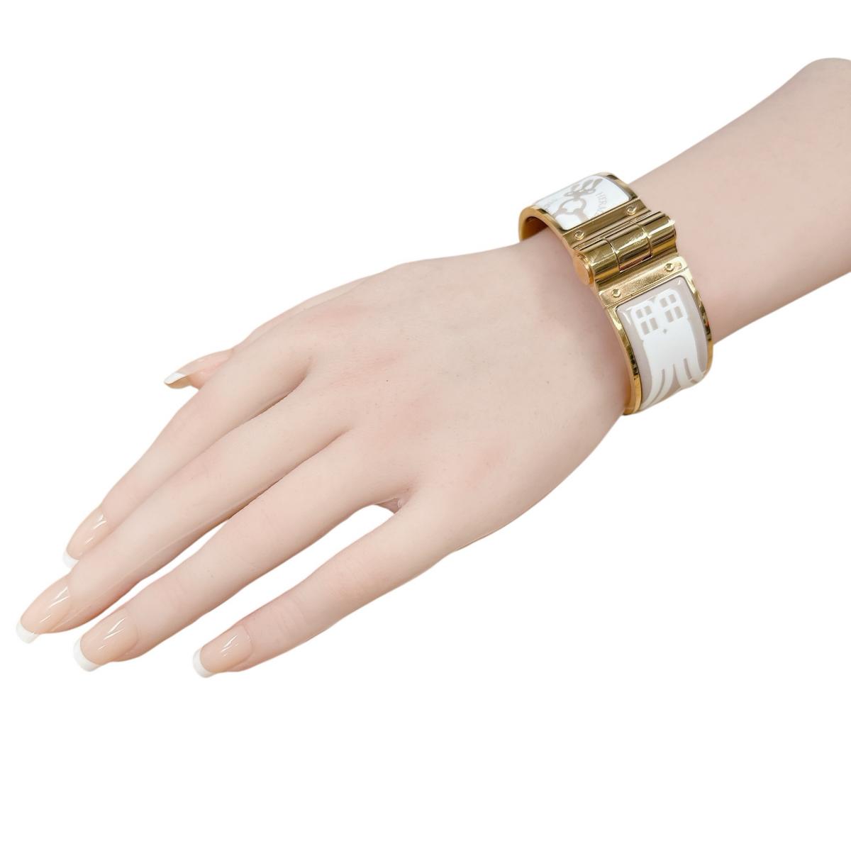 エルメス HERMES バングル
 ブレスレット シャルニエールバングル GP ホワイト×ベージュ×ゴールド 【SS】
 【中古】