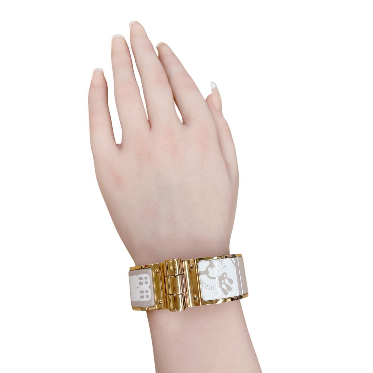 エルメス HERMES バングル
 ブレスレット シャルニエールバングル GP ホワイト×ベージュ×ゴールド 【SS】
 【中古】