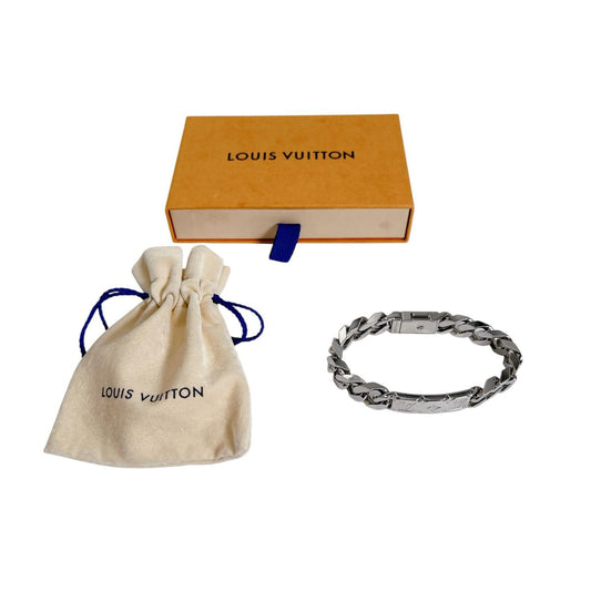 ルイヴィトン LOUIS VUITTON ブレスレット
 ブレスレット ブラスレ・チェーンモノグラム スチール M00270 シルバー LV
 【SS】
 【中古】