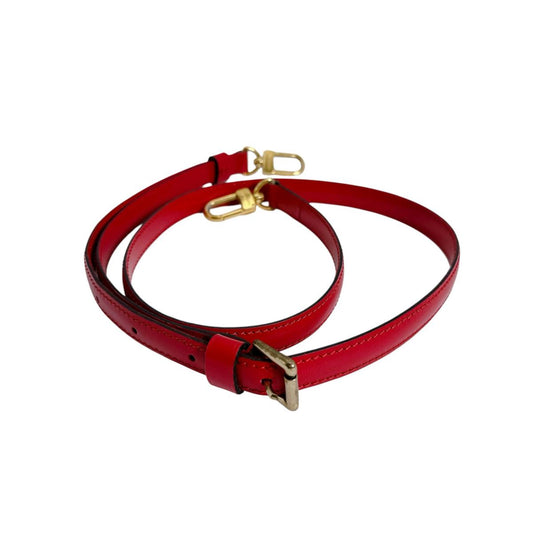 ルイヴィトン LOUIS VUITTON ショルダーストラップ
 肩掛けストラップ 可変式 エピ用バッグアクセサリー カーフ レッド LV
 【SS】
 【中古】