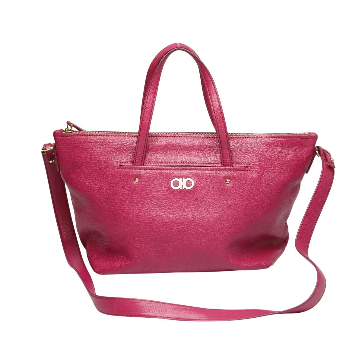 サルヴァトーレフェラガモ Salvatore Ferragamo ハンドバッグ
 2WAYバッグ 無地 ガンチーニ レザー ピンク 【SS】
 【中古】