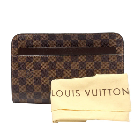 ルイヴィトン LOUIS VUITTON セカンドバッグ
 クラッチバッグ ダミエ エベヌ サンルイ ダミエキャンバス N51993 ブラウン LV
 【SS】
 【中古】