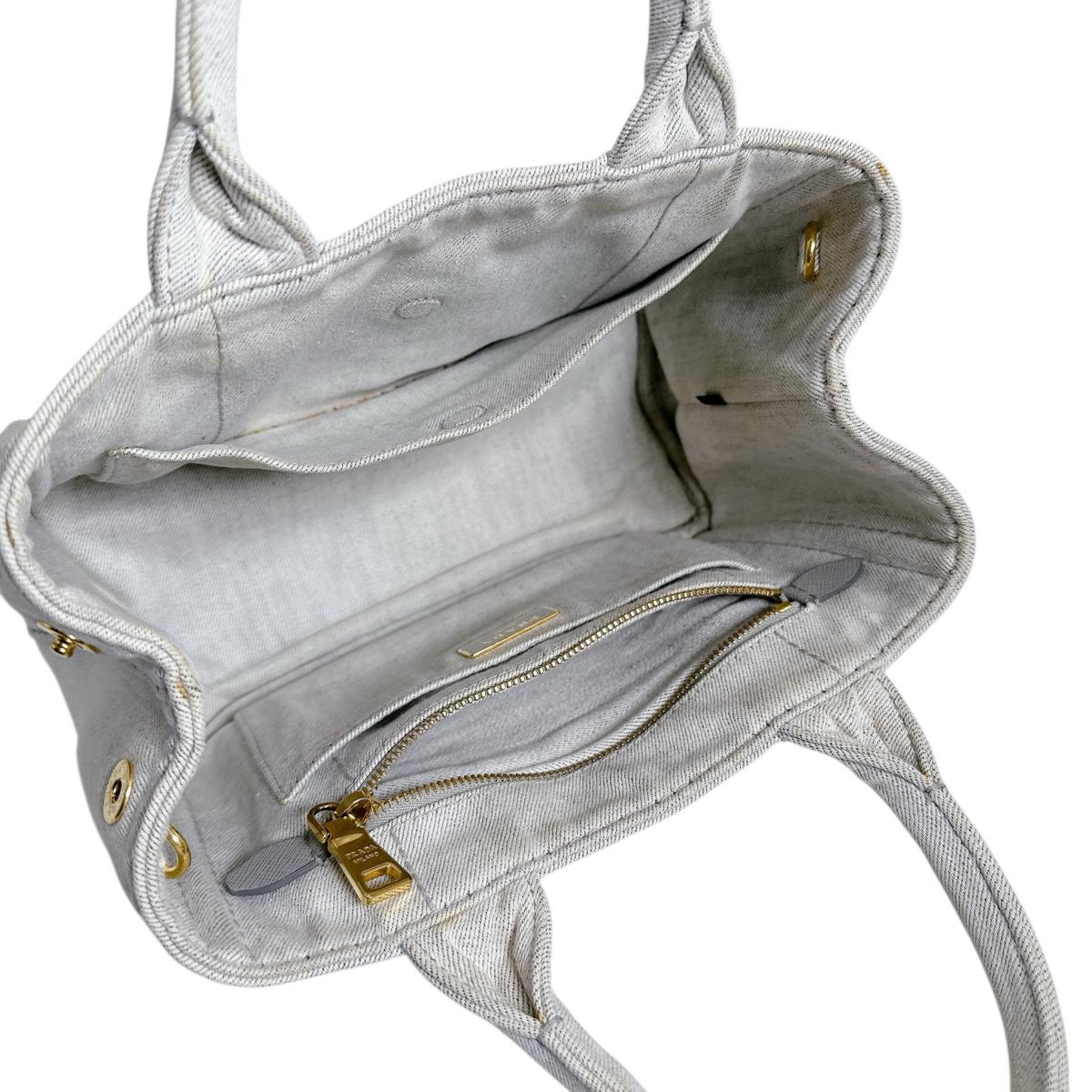 プラダ PRADA トートバッグ
 ショルダーバッグ カナパ カナパミニトート キャンバス 1BG439 グレー 【SS】
 【中古】