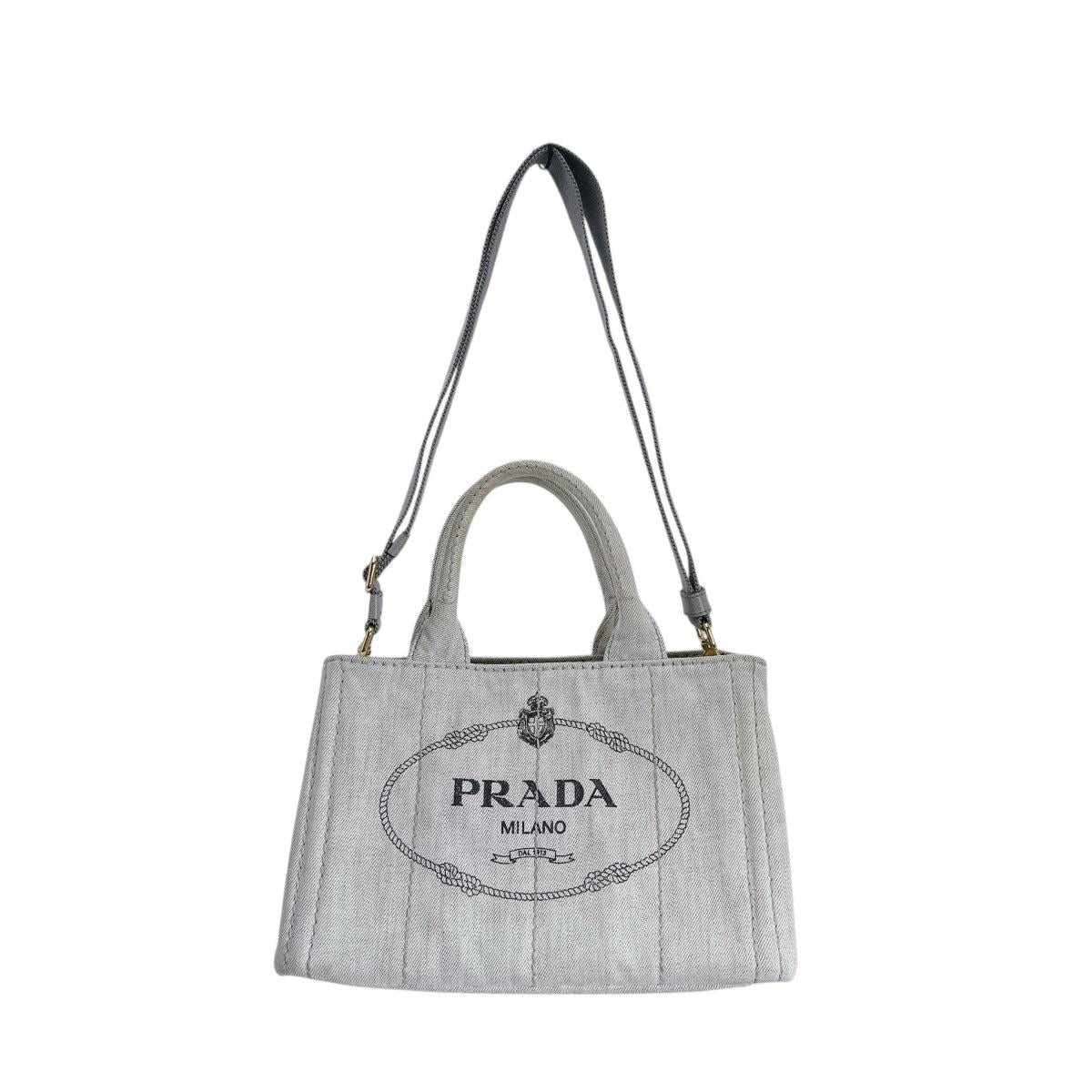プラダ PRADA トートバッグ
 ショルダーバッグ カナパ カナパミニトート キャンバス 1BG439 グレー 【SS】
 【中古】