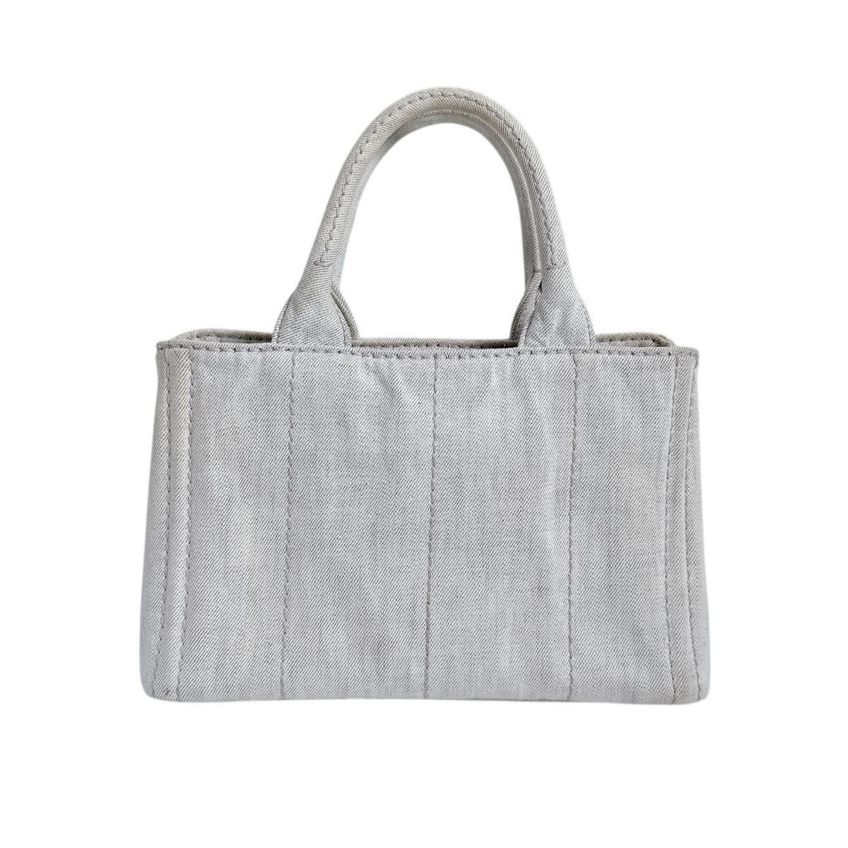 プラダ PRADA トートバッグ
 ショルダーバッグ カナパ カナパミニトート キャンバス 1BG439 グレー 【SS】
 【中古】