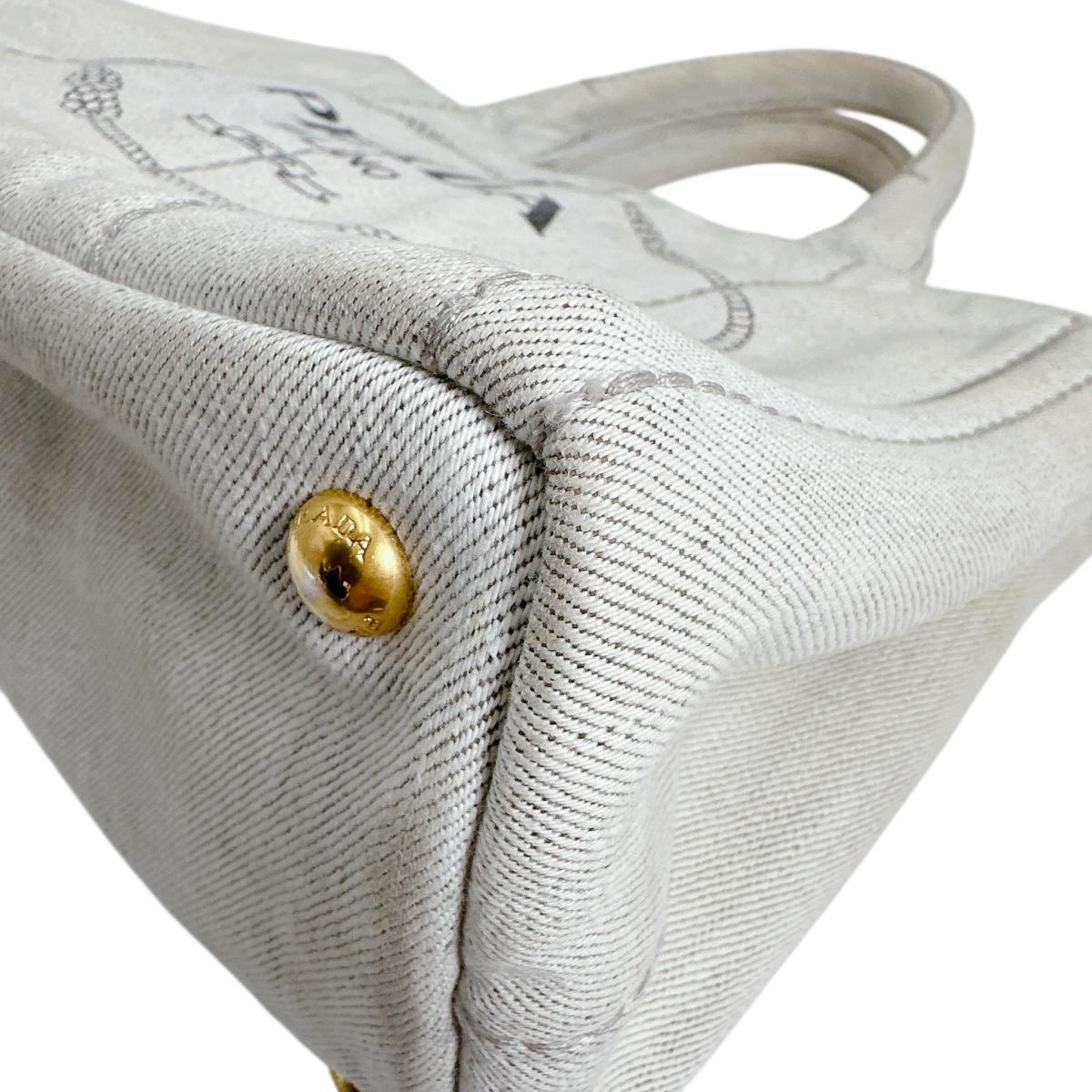 プラダ PRADA トートバッグ
 ショルダーバッグ カナパ カナパミニトート キャンバス 1BG439 グレー 【SS】
 【中古】