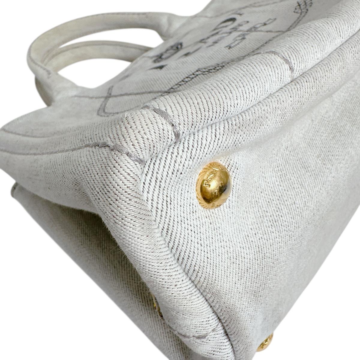 プラダ PRADA トートバッグ
 ショルダーバッグ カナパ カナパミニトート キャンバス 1BG439 グレー 【SS】
 【中古】