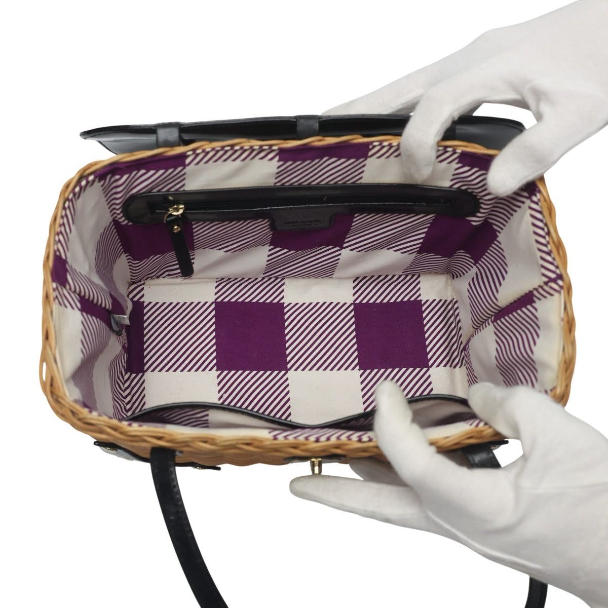 ケイトスペード Kate Spade ハンドバッグ
 カゴバッグ バスケット エナメル PXRU0381 ブラウン 【SS】
 【中古】