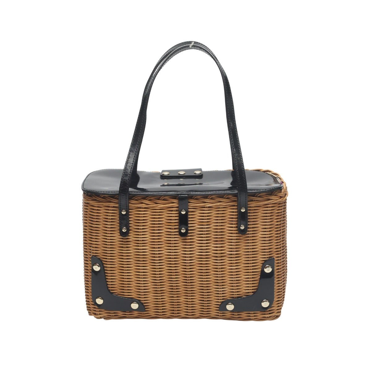 ケイトスペード Kate Spade ハンドバッグ
 カゴバッグ バスケット エナメル PXRU0381 ブラウン 【SS】
 【中古】