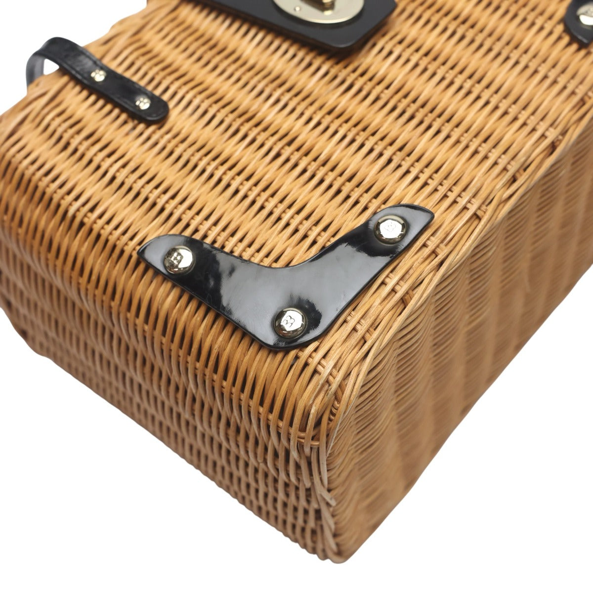 ケイトスペード Kate Spade ハンドバッグ
 カゴバッグ バスケット エナメル PXRU0381 ブラウン 【SS】
 【中古】