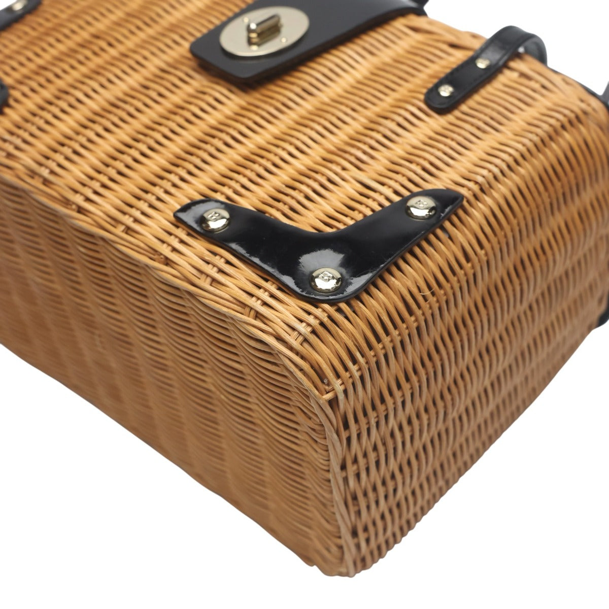 ケイトスペード Kate Spade ハンドバッグ
 カゴバッグ バスケット エナメル PXRU0381 ブラウン 【SS】
 【中古】