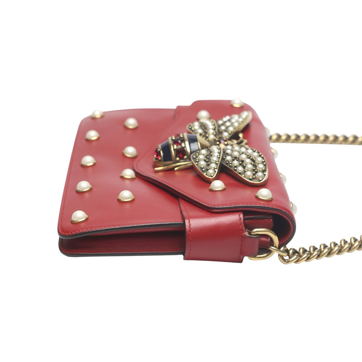 グッチ GUCCI ハンドバッグ
 ショルダーバッグ 2WAYバッグ ブロードウェイパールビー レザー 453778 レッド 【SS】
 【中古】