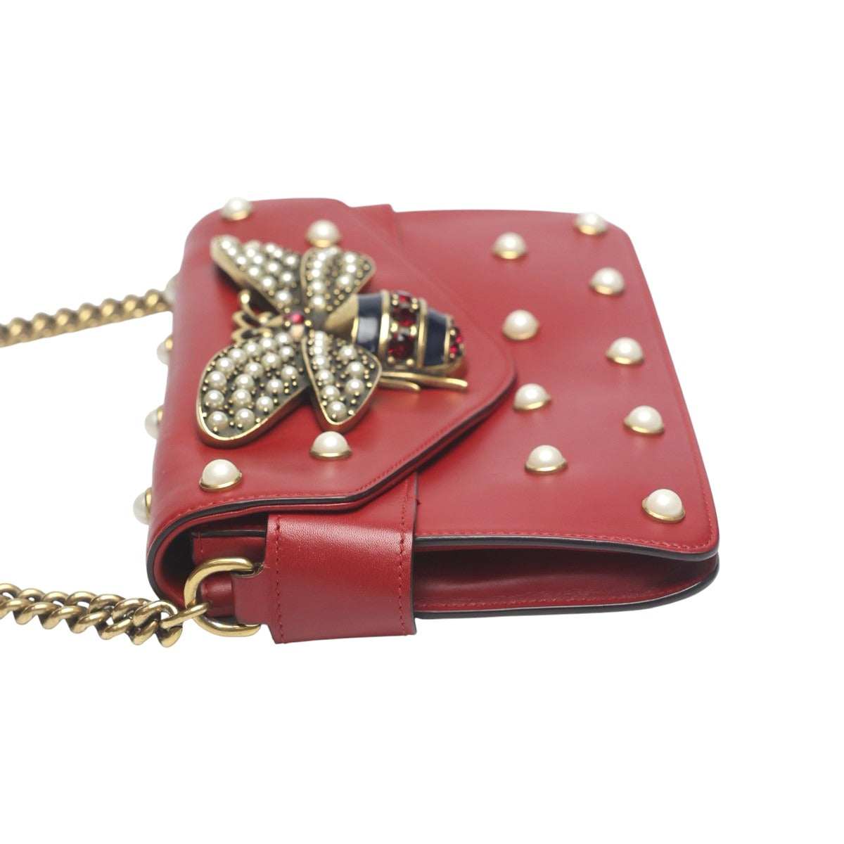 グッチ GUCCI ハンドバッグ
 ショルダーバッグ 2WAYバッグ ブロードウェイパールビー レザー 453778 レッド 【SS】
 【中古】