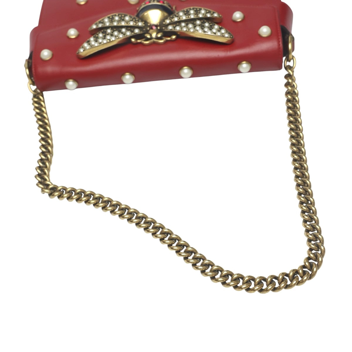 グッチ GUCCI ハンドバッグ
 ショルダーバッグ 2WAYバッグ ブロードウェイパールビー レザー 453778 レッド 【SS】
 【中古】