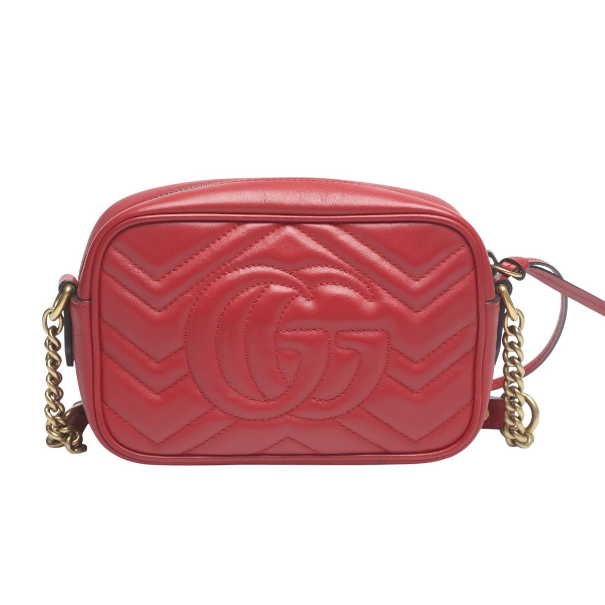 グッチ GUCCI ショルダーバッグ
 ショルダーバッグ マトラッセ GGマーモント レザー 448065 レッド 【SS】
 【中古】