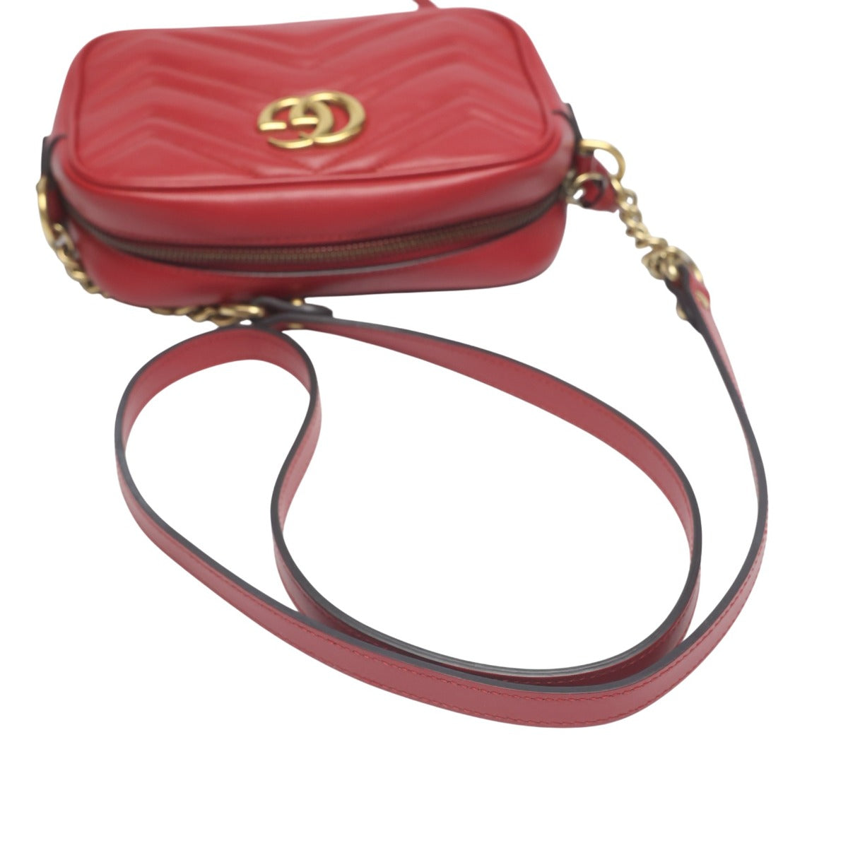 グッチ GUCCI ショルダーバッグ
 ショルダーバッグ マトラッセ GGマーモント レザー 448065 レッド 【SS】
 【中古】