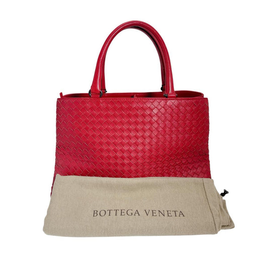 ボッテガヴェネタ BOTTEGAVENETA ハンドバッグ
 ハンドバッグ イントレチャート ラムスキン レッド 【SS】
 【中古】